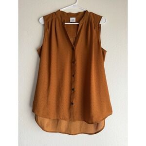 Cabi Dotty Top Size‎ Large Polka Dot Tank Brownish Orange Sleeveless Blouse
